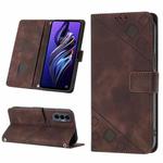 For Tecno Pova 3 LE7 Skin-feel Embossed Leather Phone Case(Brown)
