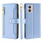 For Motorola Moto G53 5G/G13 4G/G23 4G Sheep Texture Cross-body Zipper Wallet Leather Phone Case(Blue)