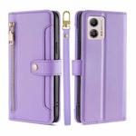 For Motorola Moto G53 5G/G13 4G/G23 4G Sheep Texture Cross-body Zipper Wallet Leather Phone Case(Purple)