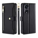 For OPPO Reno8 T 5G/A1 Pro 5G Sheep Texture Cross-body Zipper Wallet Leather Phone Case(Black)