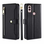 For Kyocera Android One S10 Sheep Texture Cross-body Zipper Wallet Leather Phone Case(Black)