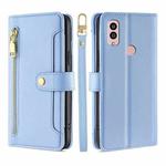 For Kyocera Android One S10 Sheep Texture Cross-body Zipper Wallet Leather Phone Case(Blue)