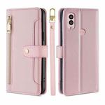 For Kyocera Android One S10 Sheep Texture Cross-body Zipper Wallet Leather Phone Case(Pink)