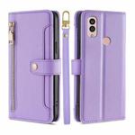 For Kyocera Android One S10 Sheep Texture Cross-body Zipper Wallet Leather Phone Case(Purple)