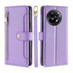 For OnePlus Ace 2/11R Sheep Texture Cross-body Zipper Wallet Leather Phone Case(Purple)