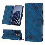 For OnePlus 10 Pro 5G Skin-feel Embossed Leather Phone Case(Blue)
