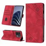 For OnePlus 10 Pro 5G Skin-feel Embossed Leather Phone Case(Red)