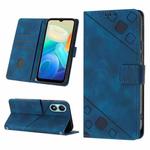 For vivo Y02s Skin-feel Embossed Leather Phone Case(Blue)