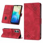 For vivo Y02s Skin-feel Embossed Leather Phone Case(Red)