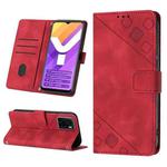 For vivo Y15s 2021 / Y15a Skin-feel Embossed Leather Phone Case(Red)