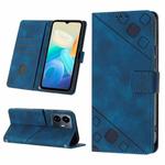 For vivo Y77 5G Global Skin-feel Embossed Leather Phone Case(Blue)