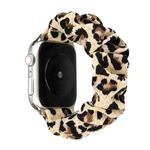 For Apple Watch Series 8&7 41mm / SE 2&6&SE&5&4 40mm / 3&2&1 38mm Cloth + Stainless Steel Hair Ring Watch Band(Leopard Print)