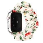 For Apple Watch Series 7 41mm / 6 & SE & 5 & 4 40mm / 3 & 2 & 1 38mm Cloth + Stainless Steel Hair Ring Watch Band(Red Floral)