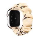 For Apple Watch Series 7 41mm / 6 & SE & 5 & 4 40mm / 3 & 2 & 1 38mm Cloth + Stainless Steel Hair Ring Watch Band(Floral 1)