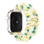 For Apple Watch Series 7 45mm / 6 & SE & 5 & 4 44mm / 3 & 2 & 1 42mm Cloth + Stainless Steel Hair Ring Watch Band(Pineapple)