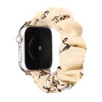 For Apple Watch Series 7 45mm / 6 & SE & 5 & 4 44mm / 3 & 2 & 1 42mm Cloth + Stainless Steel Hair Ring Watch Band(Floral 1)