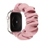 For Apple Watch Series 7 41mm / 6 & SE & 5 & 4 40mm / 3 & 2 & 1 38mm Cloth + Stainless Steel Hair Ring Watch Band(Light Red)