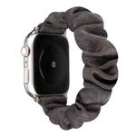 For Apple Watch Series 7 45mm / 6 & SE & 5 & 4 44mm / 3 & 2 & 1 42mm Cloth + Stainless Steel Hair Ring Watch Band(Grey)