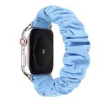 For Apple Watch Ultra 49mm / Series 8&7 45mm / SE 2&6&SE&5&4 44mm / 3&2&1 42mm Cloth + Stainless Steel Hair Ring Watch Band(Blue)