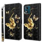 For Motorola Moto E13 3D Painted Leather Phone Case(Golden Swallow Butterfly)