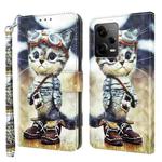 For Xiaomi Redmi Note 12 Pro 5G Global 3D Painted Leather Phone Case(Naughty Cat)