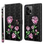 For Xiaomi Redmi Note 12 Pro 5G Global 3D Painted Leather Phone Case(Rose)