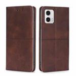 For Motorola Moto G73 5G Cow Texture Magnetic Horizontal Flip Leather Phone Case(Dark Brown)