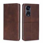 For OPPO Reno8 T 5G/A1 Pro 5G Cow Texture Magnetic Horizontal Flip Leather Phone Case(Dark Brown)
