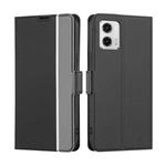 For Motorola Moto G73 5G Twill Texture Side Buckle Leather Phone Case(Black)
