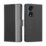 For OPPO Reno8 T 5G/A1 Pro 5G Twill Texture Side Buckle Leather Phone Case(Black)
