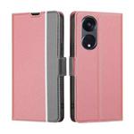 For OPPO Reno8 T 5G/A1 Pro 5G Twill Texture Side Buckle Leather Phone Case(Pink)
