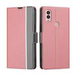 For Kyocera Android One S10 Twill Texture Side Buckle Leather Phone Case(Pink)