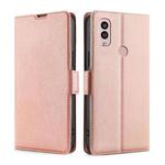For Kyocera Android One S10 Ultra-thin Voltage Side Buckle Horizontal Flip Leather Phone Case(Rose Gold)