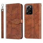 For Xiaomi Poco X5 Pro Life Tree Embossing Pattern Leather Phone Case(Brown)