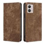 For Motorola Moto G53 5G/G13 4G/G23 4G RFID Anti-theft Brush Magnetic Leather Phone Case(Brown)