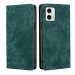 For Motorola Moto G73 5G RFID Anti-theft Brush Magnetic Leather Phone Case(Green)