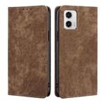 For Motorola Moto G73 5G RFID Anti-theft Brush Magnetic Leather Phone Case(Brown)