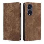 For OPPO Reno8 T 5G/A1 Pro 5G RFID Anti-theft Brush Magnetic Leather Phone Case(Brown)