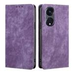 For OPPO Reno8 T 5G/A1 Pro 5G RFID Anti-theft Brush Magnetic Leather Phone Case(Purple)