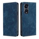 For OPPO Reno8 T 5G/A1 Pro 5G RFID Anti-theft Brush Magnetic Leather Phone Case(Blue)