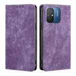 For Xiaomi Redmi 12C 4G RFID Anti-theft Brush Magnetic Leather Phone Case(Purple)