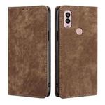 For Kyocera Android One S10 RFID Anti-theft Brush Magnetic Leather Phone Case(Brown)