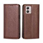 For Motorola Moto G53 5G/G13 4G/G23 4G Grid Texture Magnetic Flip Leather Phone Case(Brown)
