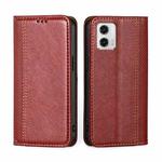 For Motorola Moto G73 5G Grid Texture Magnetic Flip Leather Phone Case(Red)