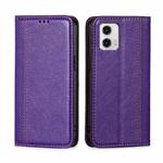 For Motorola Moto G73 5G Grid Texture Magnetic Flip Leather Phone Case(Purple)