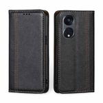 For OPPO Reno8 T 5G/A1 Pro 5G Grid Texture Magnetic Flip Leather Phone Case(Black)