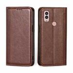 For Kyocera Android One S10 Grid Texture Magnetic Flip Leather Phone Case(Brown)