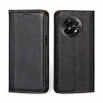 For OnePlus Ace 2/11R Grid Texture Magnetic Flip Leather Phone Case(Black)