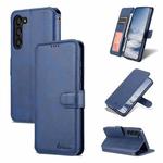 For Samsung Galaxy S23 5G AZNS Calf Texture Horizontal Flip Leather Phone Case(Blue)