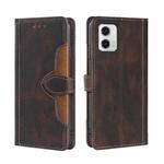 For Motorola Moto G73 5G Skin Feel Magnetic Buckle Leather Phone Case(Brown)